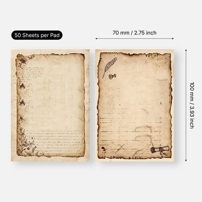2 pcs Vintage Style Sticky Notes, 100 Sheets Total, 100 x 70 mm / 3.93 x 2.75 Inch, Self-Adhesive Reminder Notes for Office