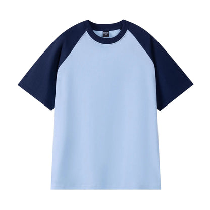 Oversize Men's T-Shirt Heavy 240g Pure Cotton Short-Sleeved Men T-Shirt Casual Loose Tops Tees Contrasting Color Man T Shirt