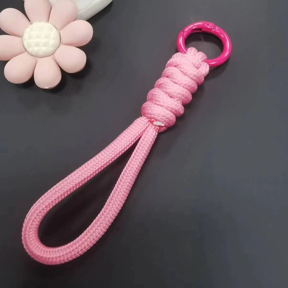 12cm Paracord Braided Woven Keychain Wrist Rope Phone case Anti-lost Rope Strap Key Ring Tactical Survival Tool Backpack Buckle
