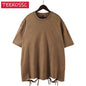 American Style Retro Heavyweight Solid Color Short Sleeved T-shirt Men Women Summer Street Trendy Washed Old Oversized Clothes