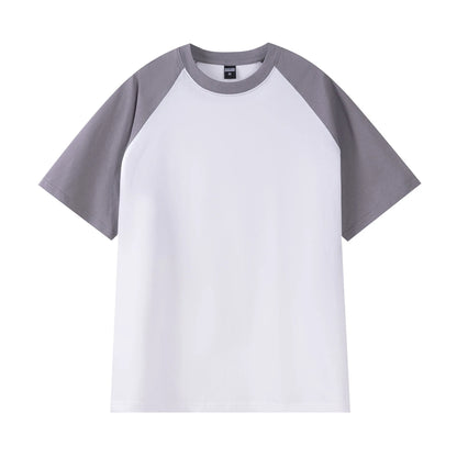 Oversize Men's T-Shirt Heavy 240g Pure Cotton Short-Sleeved Men T-Shirt Casual Loose Tops Tees Contrasting Color Man T Shirt