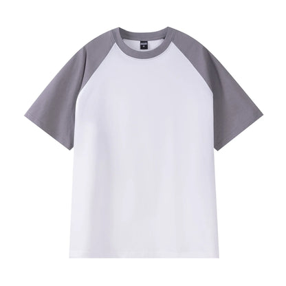 Oversize Men's T-Shirt Heavy 240g Pure Cotton Short-Sleeved Men T-Shirt Casual Loose Tops Tees Contrasting Color Man T Shirt