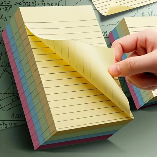 200sheets Line Sticky Notes 4 Colors Portable Student Note Marker Writing Sticky Notes, Self-Adhesive Easy To Apply Notepad Offi