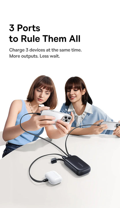 Baseus 45W Fast Charging Power Bank – 10,000mAh / 20,000mAh Portable Battery with Detachable USB-C & Lightning Cable for iPhone, iPad & USB-C Devices