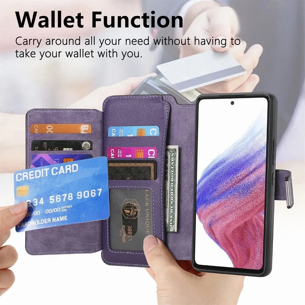 2 in 1 Detachable Wallet Case for Samsung Galaxy S24 Ultra S21 S23 FE S22 Plus A55 A54 A53 A52S A35 A34 A33 A25 A15 A14 5G A05