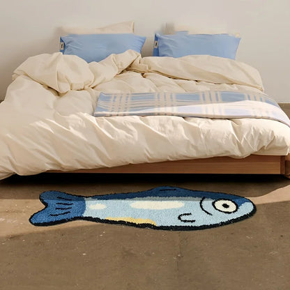 VIKAMA Cute Salted Fish Long Carpet 40x120cm, Living Room Area Floor Mat, Children's Bedroom Bedside Blanket, Home Decoration