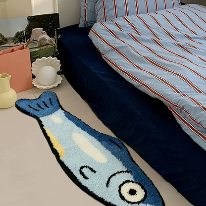 VIKAMA Cute Salted Fish Long Carpet 40x120cm, Living Room Area Floor Mat, Children's Bedroom Bedside Blanket, Home Decoration