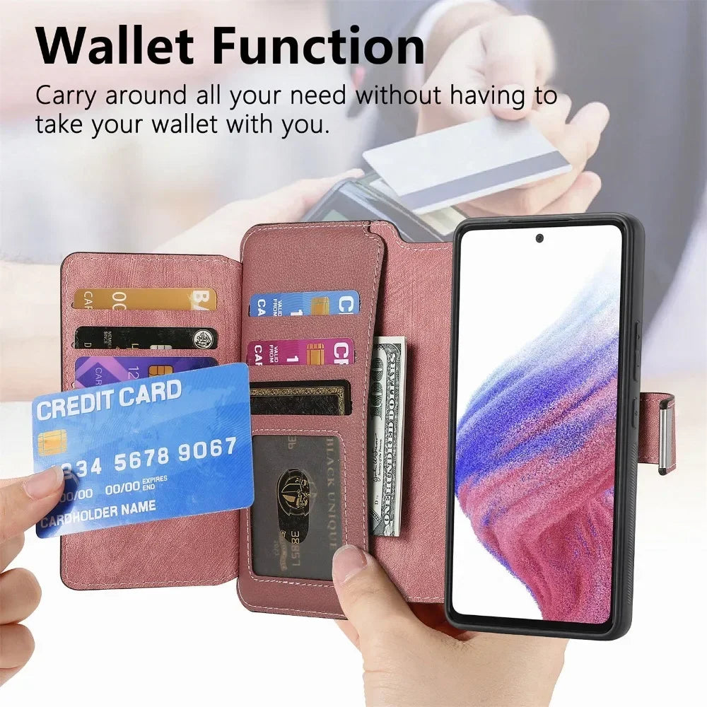 2 in 1 Detachable Wallet Case for Samsung Galaxy S24 Ultra S21 S23 FE S22 Plus A55 A54 A53 A52S A35 A34 A33 A25 A15 A14 5G A05