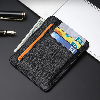 Slim PU Leather Card Holder Wallet with Zipper & Coin Pocket – Compact Unisex Wallet for Men & Women