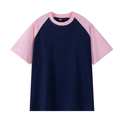 Oversize Men's T-Shirt Heavy 240g Pure Cotton Short-Sleeved Men T-Shirt Casual Loose Tops Tees Contrasting Color Man T Shirt