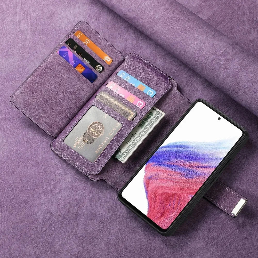 2 in 1 Detachable Wallet Case for Samsung Galaxy S24 Ultra S21 S23 FE S22 Plus A55 A54 A53 A52S A35 A34 A33 A25 A15 A14 5G A05