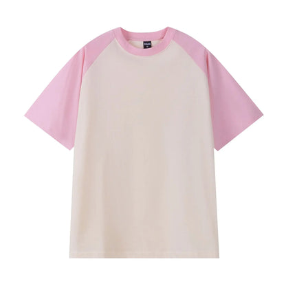 Oversize Men's T-Shirt Heavy 240g Pure Cotton Short-Sleeved Men T-Shirt Casual Loose Tops Tees Contrasting Color Man T Shirt