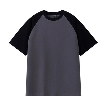 Oversize Men's T-Shirt Heavy 240g Pure Cotton Short-Sleeved Men T-Shirt Casual Loose Tops Tees Contrasting Color Man T Shirt