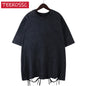 American Style Retro Heavyweight Solid Color Short Sleeved T-shirt Men Women Summer Street Trendy Washed Old Oversized Clothes