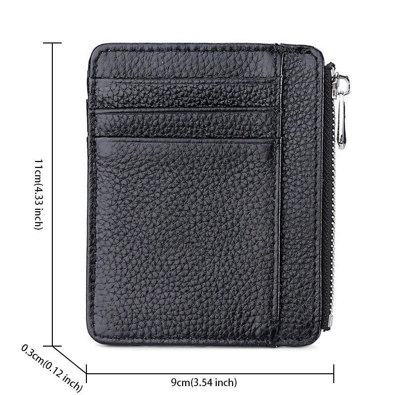 Slim PU Leather Card Holder Wallet with Zipper & Coin Pocket – Compact Unisex Wallet for Men & Women