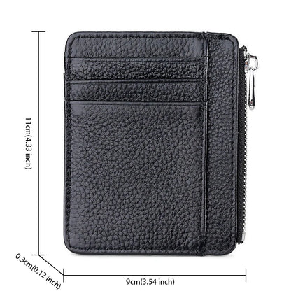 Slim PU Leather Card Holder Wallet with Zipper & Coin Pocket – Compact Unisex Wallet for Men & Women