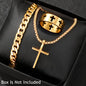 Cross-Style Accessories Set Bracelet Necklace Ring 3 Pieces Stainless Steel Elegant Suitable Both Men Women Fashionable Gift Set