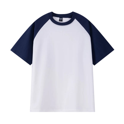 Oversize Men's T-Shirt Heavy 240g Pure Cotton Short-Sleeved Men T-Shirt Casual Loose Tops Tees Contrasting Color Man T Shirt