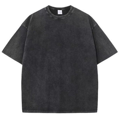 American Style Retro Heavyweight Solid Color Short Sleeved T-shirt Men Women Summer Street Trendy Washed Old Oversized Clothes